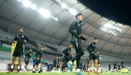 Qatar players during a training session at the Khalifa International Stadium. 