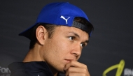 Williams' Thai driver Alexander Albon attends a press conference ahead of the Formula One Chinese Grand Prix at the Shanghai International Circuit in Shanghai on March 20, 2025. (Photo by Jade Gao / AFP)