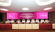 Commercial Bank Chairman Sheikh Abdulla bin Ali bin Jabor Al Thani along with other officials during the bank’s Annual and Extraordinary General Meetings held, yesterday.