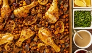 Sheet Pan Chicken and Chickpeas. Credit: Rey Lopez; food styling by Carolyn Robb/For The Washington Post