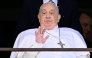 Pope Francis waves from a window of the Gemelli hospital before being discharged following a five weeks hospitalization for pneumonia, in Rome on March 23, 2025. Photo by Filippo MONTEFORTE / AFP