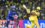 Chennai Super Kings' Rachin Ravindra (R) plays a shot during the Indian Premier League (IPL) Twenty20 cricket match between Chennai Super Kings and Mumbai Indians at the MA Chidambaram Stadium in Chennai on March 23, 2025. (Photo by R.Satish BABU / AFP)