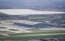 An aerial photograph taken on March 21, 2025 shows planes parked on the tarmac of Heathrow Airport following its closure after a fire broke out at a substation supplying power of the airport, in Hayes, west London. Photo by AFP