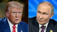 This combination of pictures created on November 7, 2024 shows former US President and Republican presidential candidate Donald Trump (left) in Cumming, Georgia, on October 15, 2024, and Russia's President Vladimir Putin in Kazan on October 24, 2024. (Photo by Elijah Nouvelage and Alexander Nemenov / AFP)