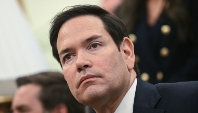 US Secretary of State Marco Rubio listens as President Donald Trump meets with El Salvador's President Nayib Bukele in the Oval Office of the White House in Washington, DC, April 14, 2025. Photo by Brendan SMIALOWSKI / AFP.