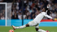 Real Madrid's French midfielder #06 Eduardo Camavinga controls the ball during the Spanish league football match between Real Madrid CF and Athletic Club Bilbao at the Santiago Bernabeu Stadium in Madrid, on April 20, 2025. (Photo by OSCAR DEL POZO / AFP)
