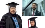 Clockwise from left: Asmaa Salah, Kareem Khazaal and Alya Majid Sultan Al Issa