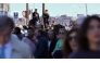 People wait outside the Atocha train station in Madrid after its closure as a massive power outage hits Spain on April 28, 2025. Photo by Thomas COEX / AFP