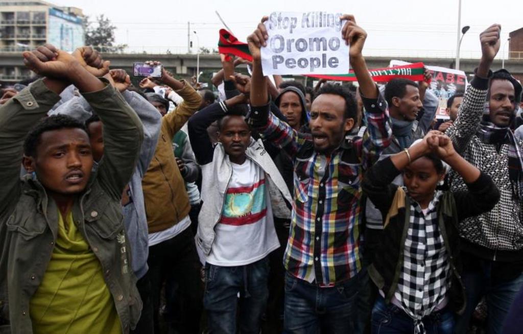 File photo of a demonstration in August 2016 over unfair distribution of wealth in the country at Meskel Square in Ethiopia's capital Addis Ababa, August 6, 2016. (Tiksa Negeri/Reuters)
