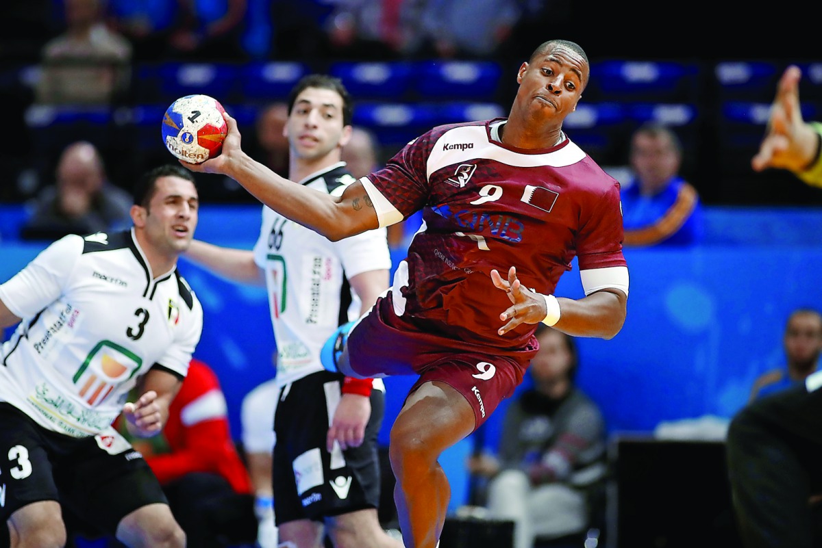 Rafael Capote of Qatar in action against Egypt in the 2017 Men's World Handball Championship Group D match at AccorHotels Arena in Paris, on Friday.