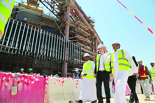 FIFA President Gianni Infantino, accompanied by officials, visits  the Khalifa International Stadium, one of the main venues for the 2022 World Cup, in this April 2016 file photo. The FIFA boss yesterday said that the arrangements for the mega event would