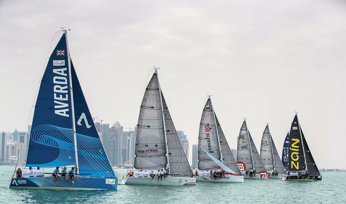 Action from the Qatar leg of  EFG Sailing Arabia – The Tour at The Pearl-Qatar on Saturday.