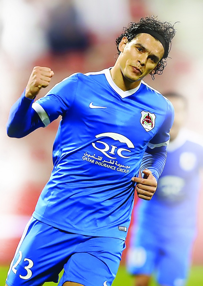 Al Rayyan's  Sebastian Soria celebrates  after scoring a goal during a Qatar Stars League match in this file photo.