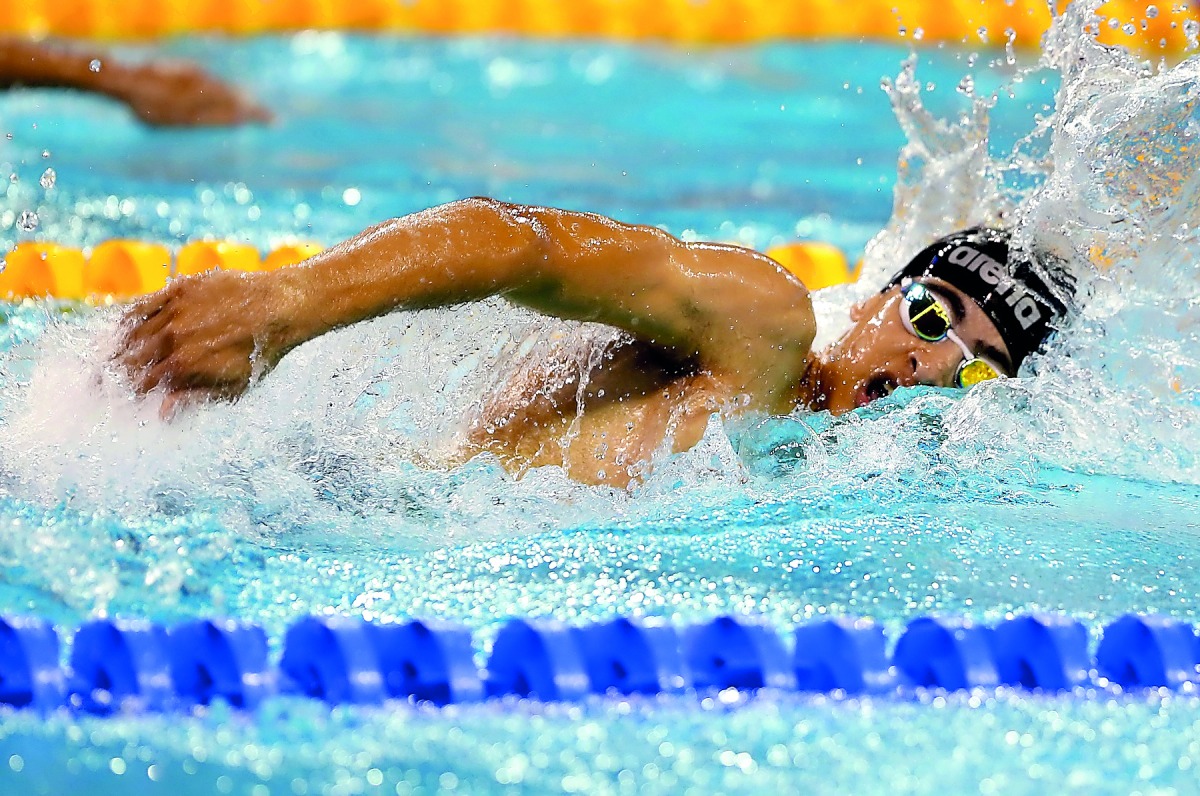 Action from the FINA airweave Swimming World Cup at the Hamad Aquatic Centre in Doha yesterday. The two-day championship ends today.