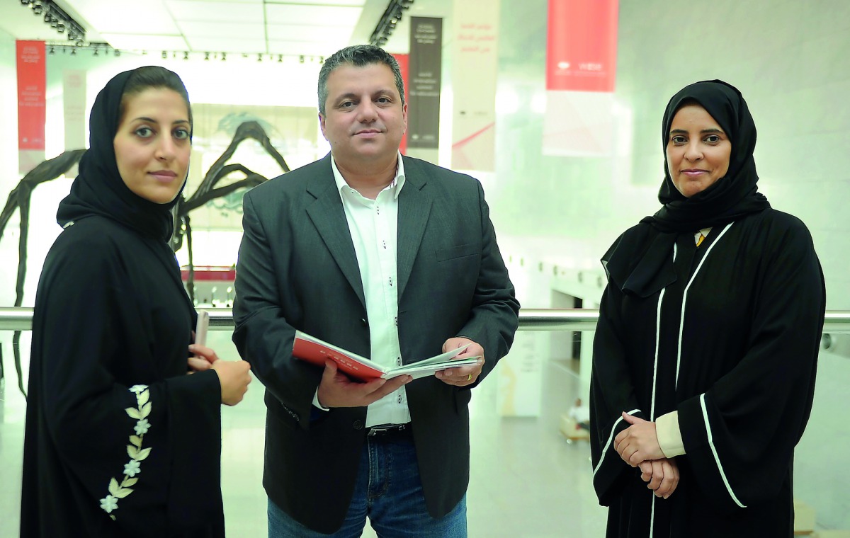 Dr Asmaa Alfadala (right), Director of Reserch and Content Development at WISE, Stavros N Yiannouka (centre), Chief Executive Officer, and Ameena A Hussain, Director, Programme and Community Development.   Pic: Abdul Basit / The Peninsula
