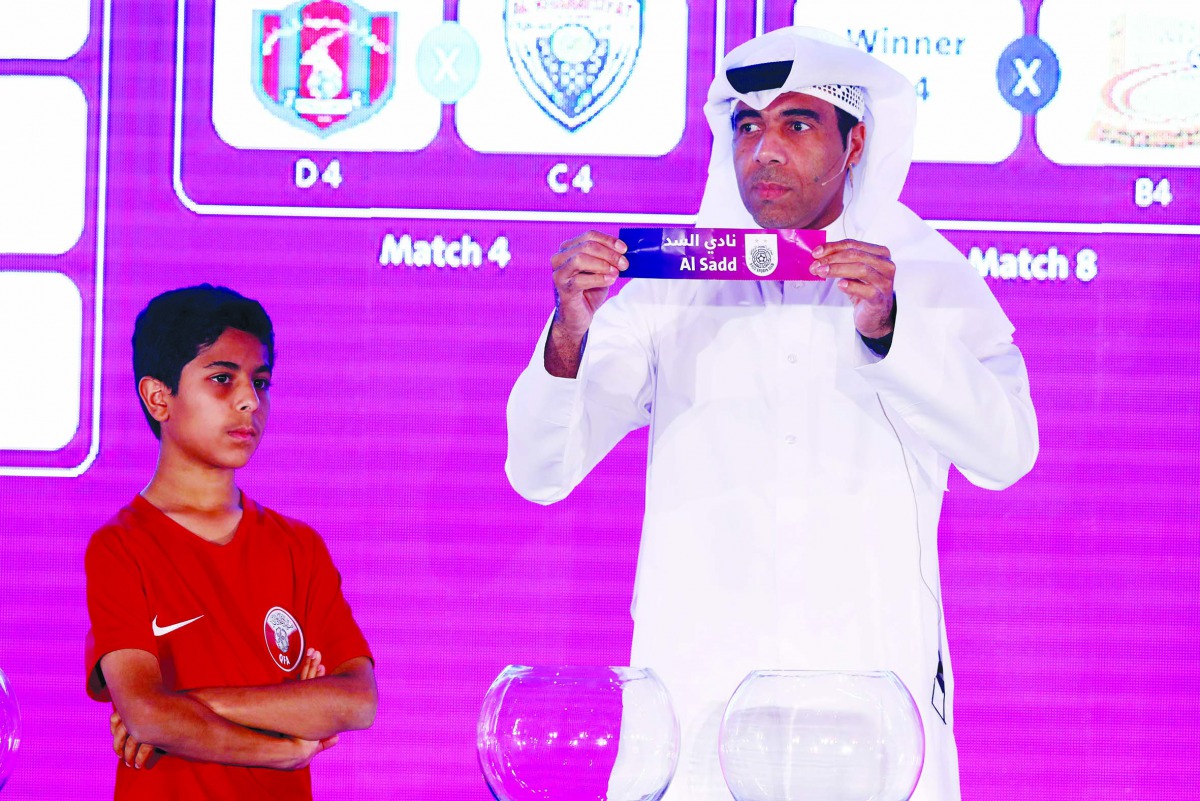 Al Rayyan’s ticket is being shown during the Emir Cup draw ceremony held in Doha yesterday.  