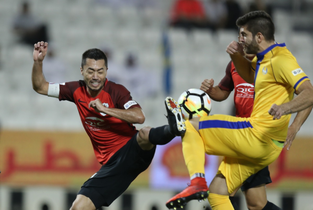 Tabata vies for the ball during yesterday’s Semi-final.