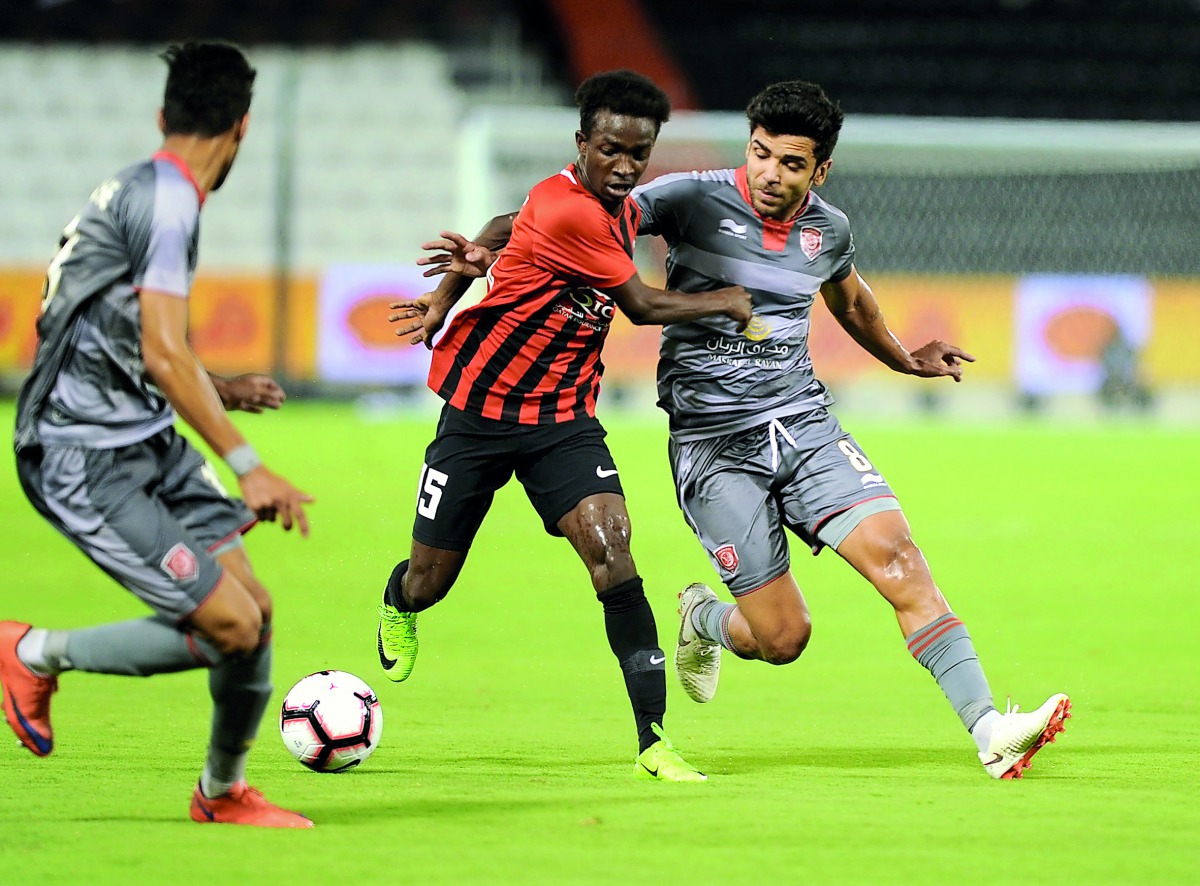 This last Wednesday’s file photo shows action during the Sheikh Jassim Cup final between Al Duhail and Al Rayyan. Al Duhail are hoping to bounce back from their defeat last week and start their QSL title defence on a winning note.    