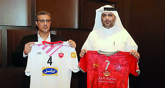 The kits for the two teams were put on display in Doha yesterday. Al Duhail will be in red while Persepolis will sport white kit. 