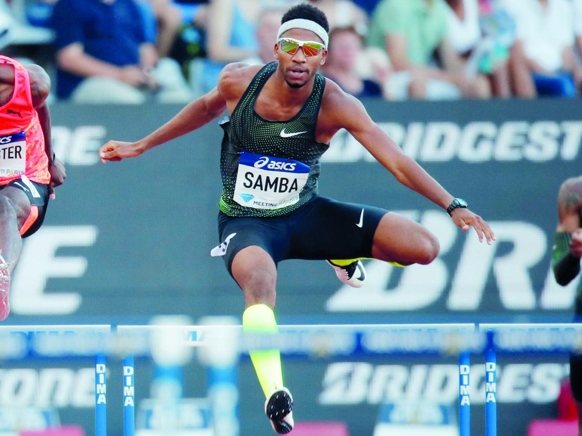 Qatar’s Abderrahman Samba on his way to win the 400m hurdles during the Diamond League meet in the Charlety Stadium, Paris, in this July 30 file photo.