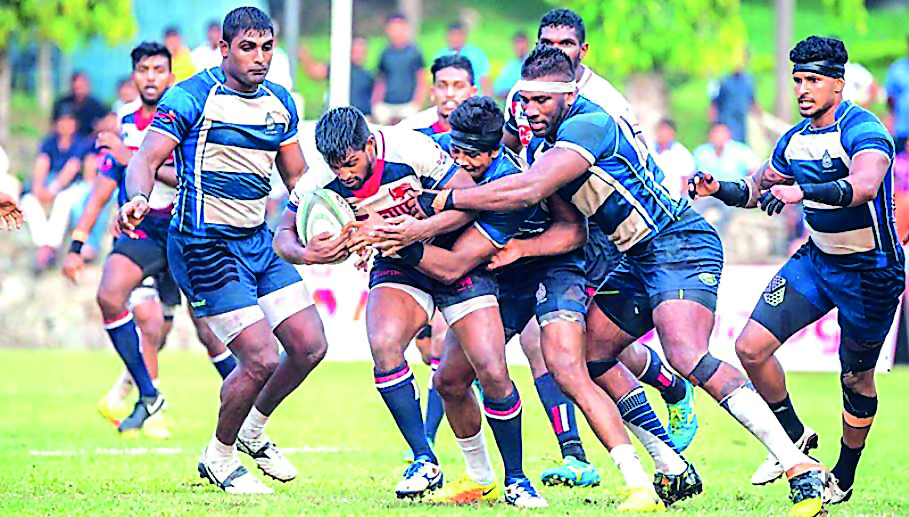 Sri Lanka Navy rugby team in action in this file picture.