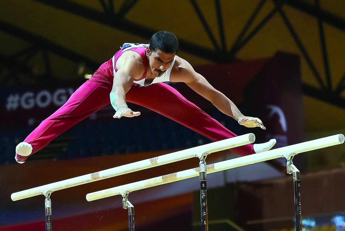 Qatar’s Ahmed Al Dayani in action at the Aspire Dome yesterday. Picture: Sayed Omar 