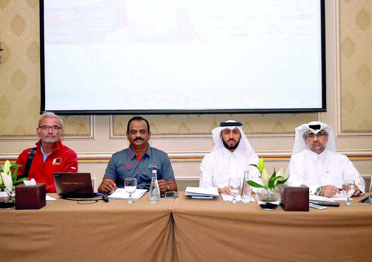 From Left: Roberto Reggiani. beach volleyball technical expert at Qatar Volleyball Association (QVA), Srinivasan, Technical Supervisor, Abdul Salem Al  Kuwari QVA official and Ahmed Hussain, referee delegate during the technical meeting of the Asian Volle