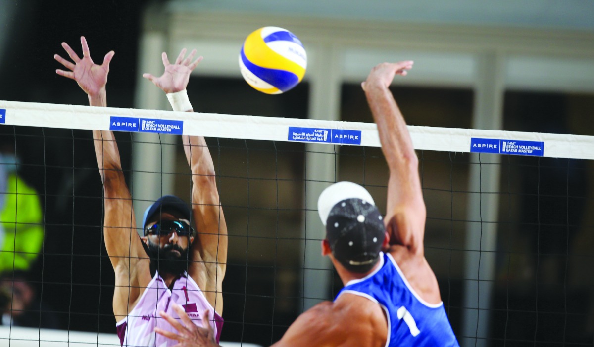 Action from a match during the opening day of the Asian Volleyball Confederation (AVC) Aspire Beach Volleyball Qatar Master 2018 held at Aspire Park yesterday. 