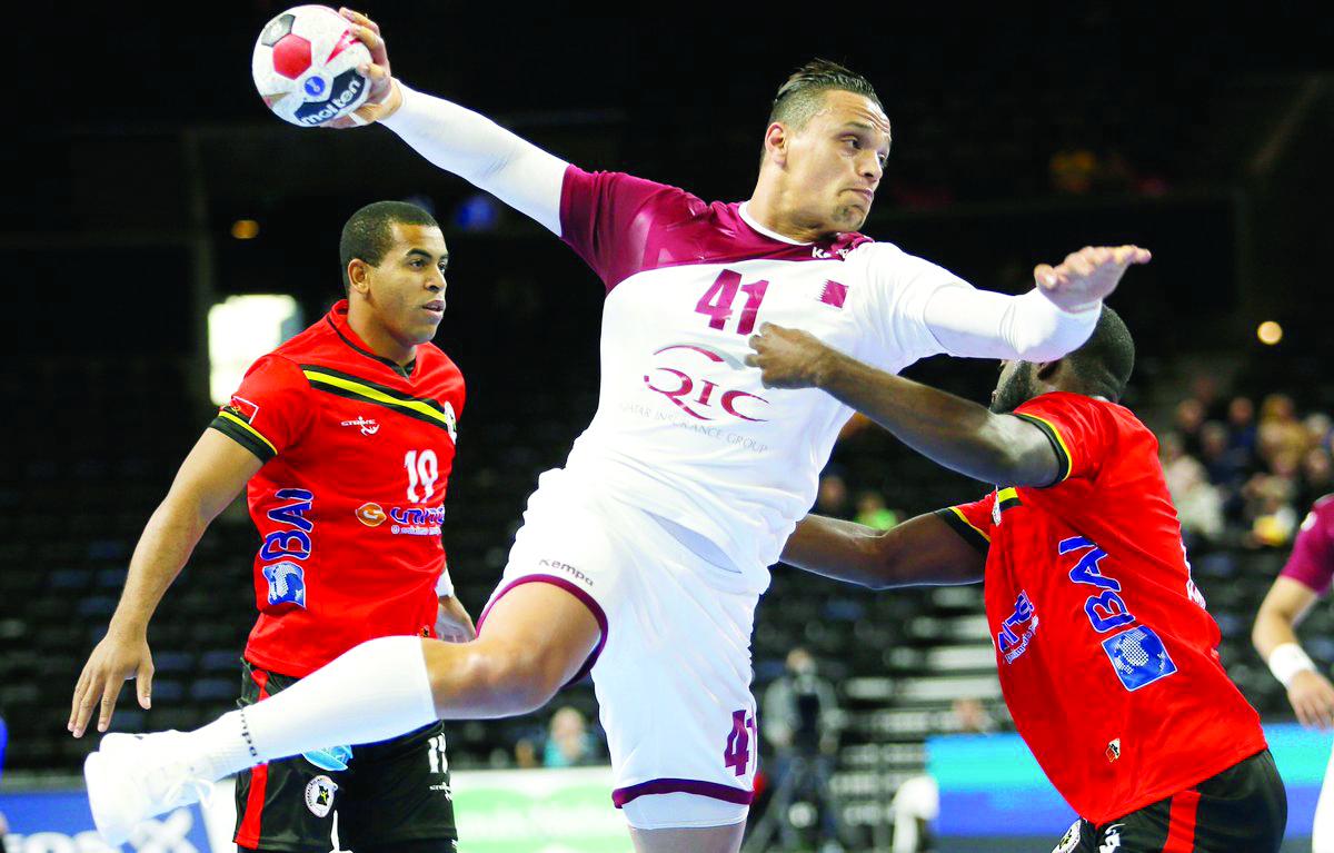 Qatar’s Ali Youssef prepares to shoot during  their IHF Men’s World Handball Championship match against Angola in Copenhagen, Denmark on Friday.