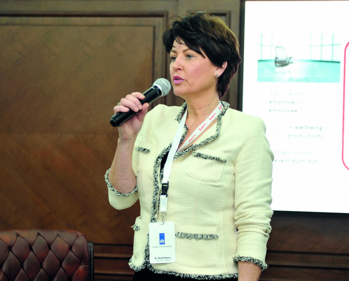 Marielle Wiegmans giving a presentation during the Netherlands delegation visit at Qatar Chamber headquarters.  Pic: Abdul Basit / the peninsula