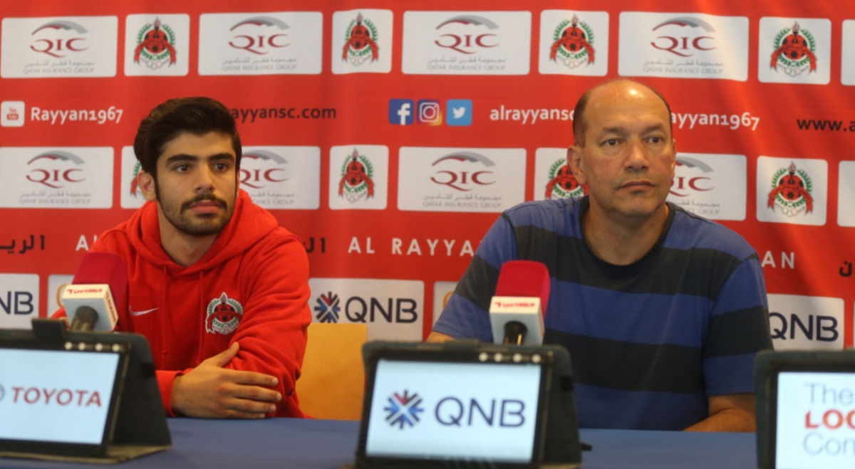 Al Rayyan Under-23 coach Gilson Souza (right) during a pre-match press conference, held yesterday, ahead of their final QNB Stars League match against Qatar SC, which will be played tomorrow.