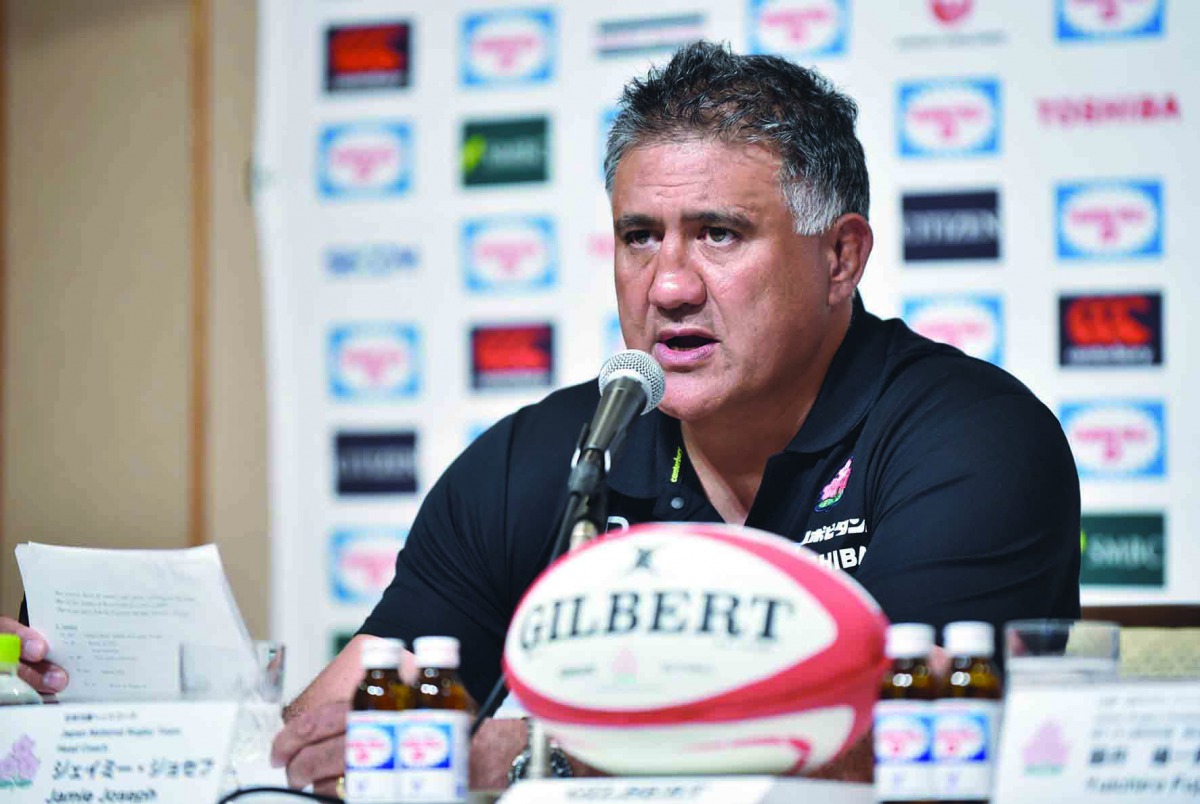 This file photo taken on August 29, 2019 shows Japan's national rugby team head coach Jamie Joseph taking part in a press conference to announce the 31-man squad for the Rugby World Cup in Tokyo. AFP / Kazuhiro Nogi