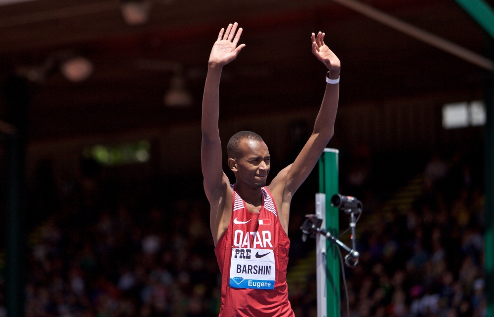 Mutaz Essa Barshim after winning the mens’ high jump during the 2018 Prefontaine Classic at Hayward Field on May 26, 2018 in Eugene, Oregon. Craig Mitchelldyer / Getty Images/AFP