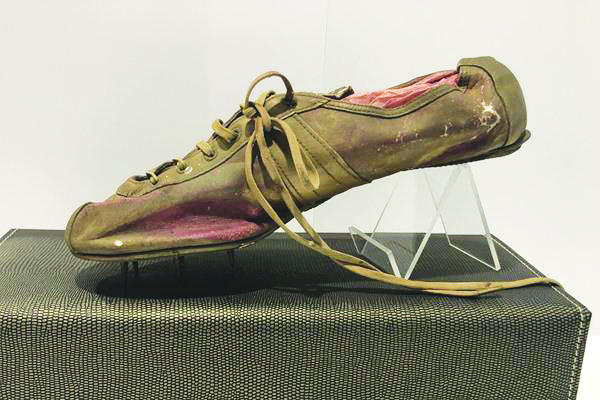 Shoe worn by Adhemar Ferreira da Silva at the 1956 Olympics. Picture: IAAF