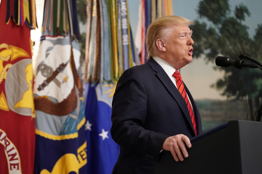 U.S. President Donald Trump makes a statement at the White House following reports that U.S. forces attacked Islamic State leader Abu Bakr al-Baghdadi in northern Syria, in Washington, U.S., October 27, 2019. REUTERS/Joshua Roberts