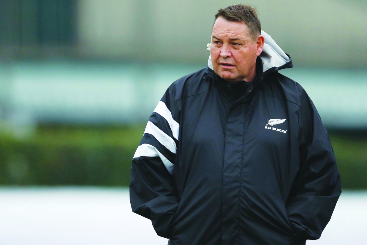 New Zealand's head coach Steve Hansen watches a training session at Tatsuminomori Seaside Park in Tokyo on October 24, 2019, ahead of their Japan 2019 Rugby World Cup semi-final against England. AFP / Odd Andersen
