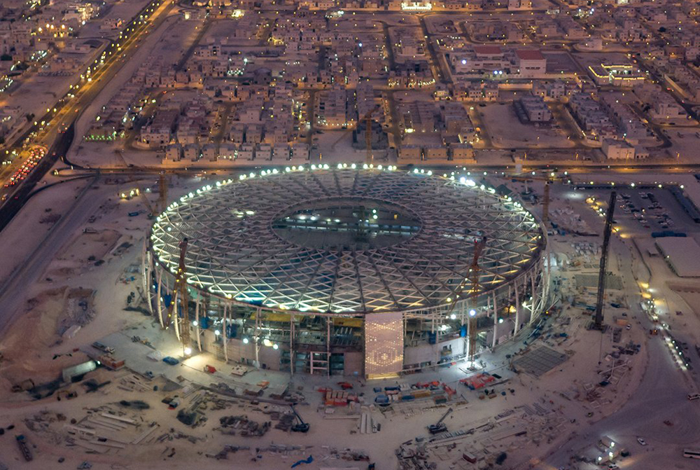 General aerial views of the Al Thumama Stadium, a host venue for the FIFA World Cup Qatar 2022.