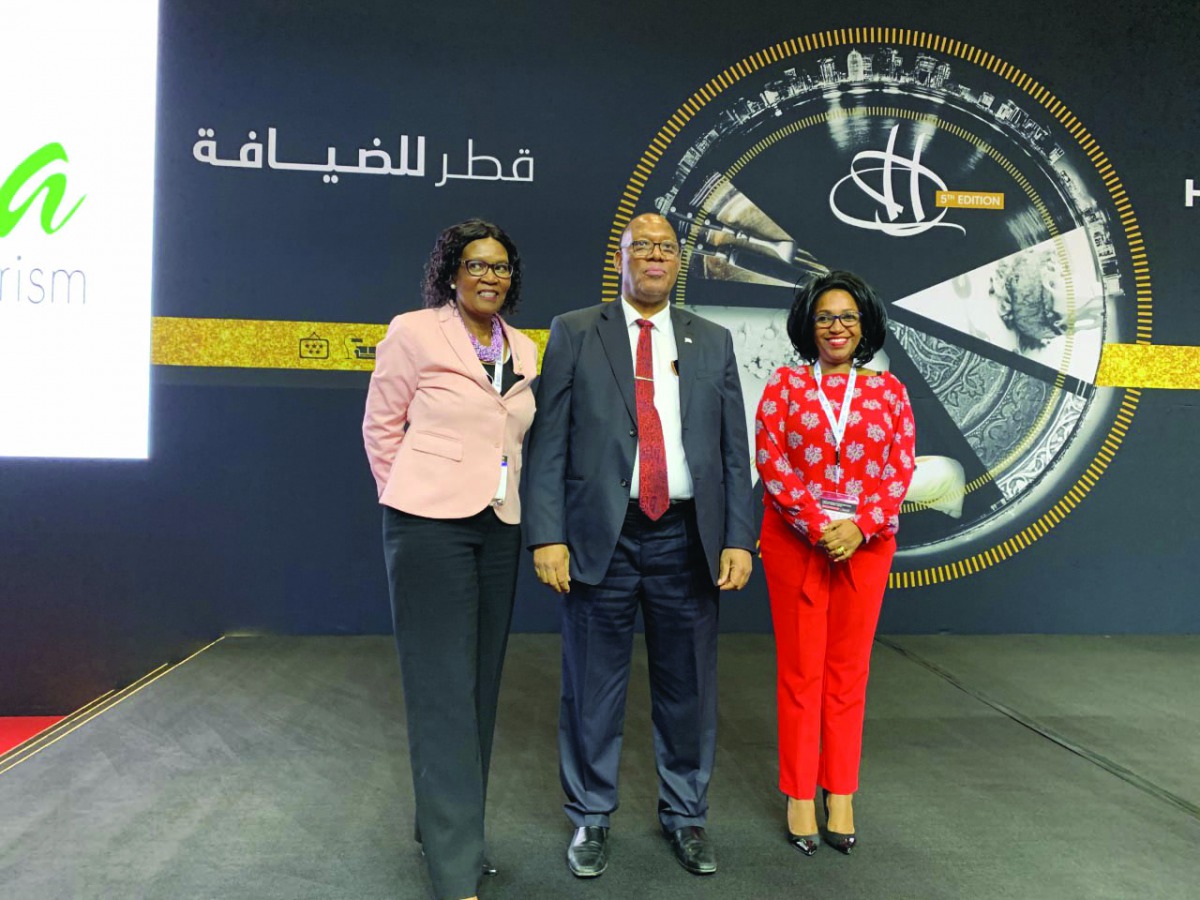 FROM LEFT: Myra Sekgororoane, CEO at Botswana Tourism Organization; Botswana’s Ambassador to Kuwait, Manyepedza Lesetedi; and Martha Tilahun Paulos, Vice-President, Commercial at Qatar Airways, during Botswana Tourism Destination Seminar at DECC yesterday