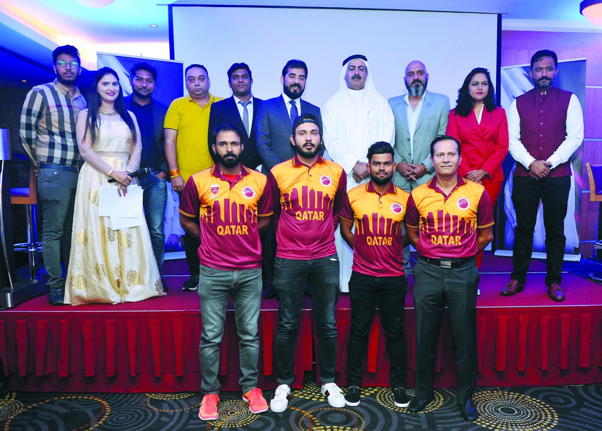 Qatar Cricket Association President Yousef Jeham Al Kuwari posing for a photograph with team owners, Qatari players and other officials during the launch of Qatar T10 Cricket League in Doha on Sunday.
Pic: Abdul Basit / The Peninsula