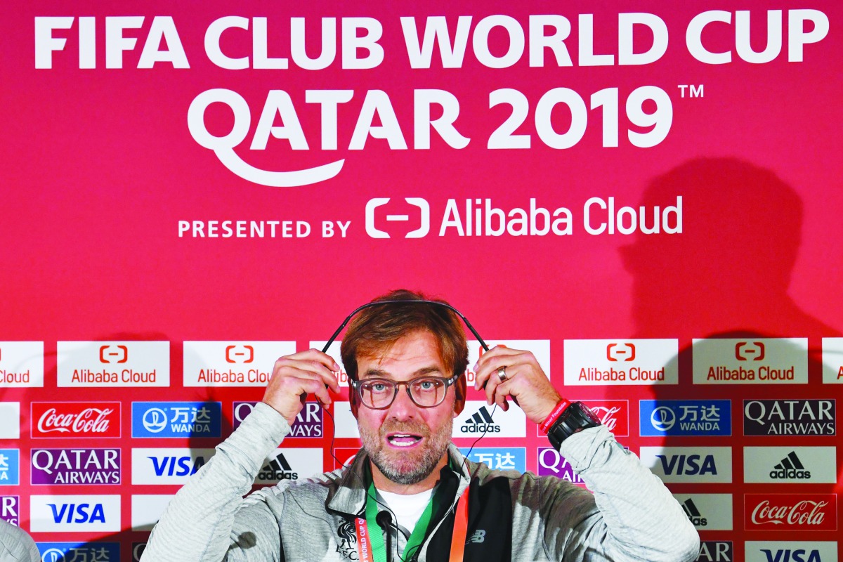 Liverpool’s  coach Jurgen Klopp during a press conference on the eve of today’s FIFA Club World Cup semi-final.