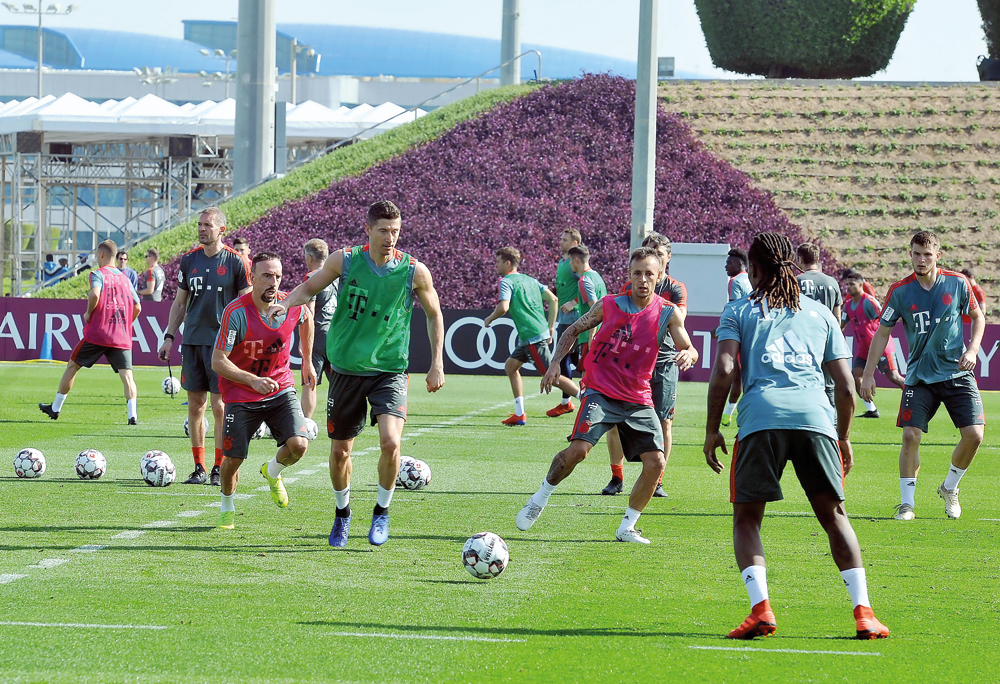 FC Bayern Munich’s players taking part in their annual training camp at the Aspire Zone Foundation in Doha in this file photo.