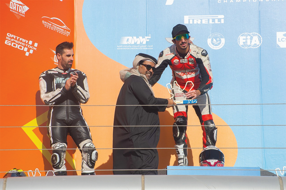 Nasser Al Ghazali, winner of the Big Tour at Al Shaqab Showjumping Competition, poses for a picture.   