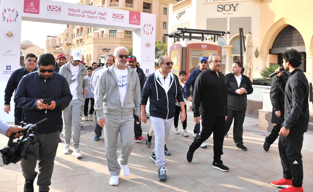 The Minister of Administrative Development, Labour and Social Affairs, H E Yousef bin Mohammed Al Othman Fakhroo (third left); UDC Chairman, Turki Mohammed Khalid Al Khater (second left); UDC President & Chief Executive Officer, Ibrahim Jassim Al Othman (