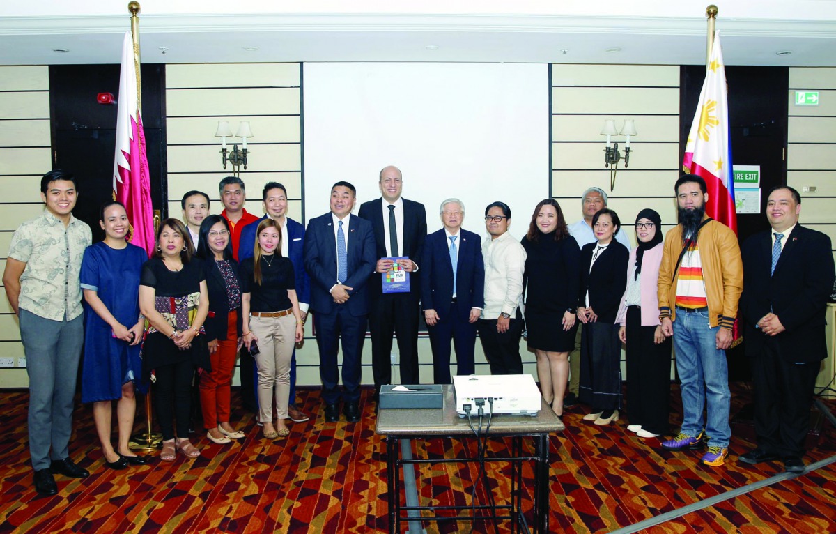 Abdulgani Macatoman (front, third left), Undersecretary for the Philippine Department of Trade and Industry’s Trade Promotions Group with the Philippine trade delegation to Qatar during the Philippines-Qatar Business Matching Session at the Radisson Blu H