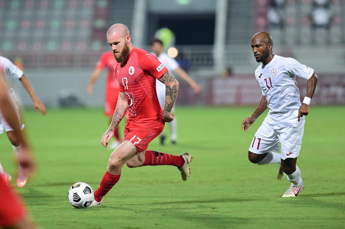 Al Arabi's Icelandic midfielder Aron Gunnarsson in action during yesterday's semi-final. 