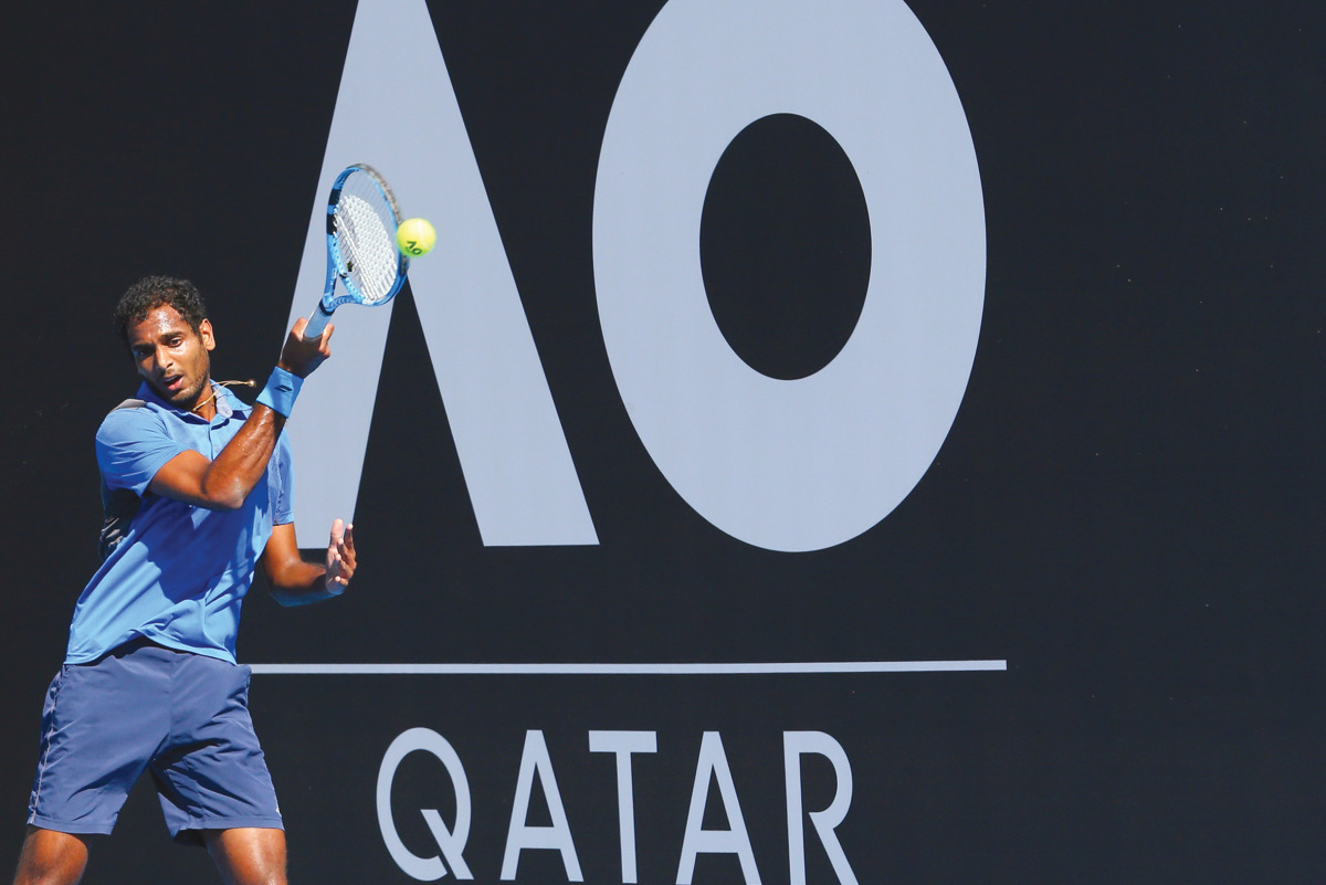 India's Ramkumar Ramanathan plays against Argentina's Facundo Bagnis during their first round match yesterday.