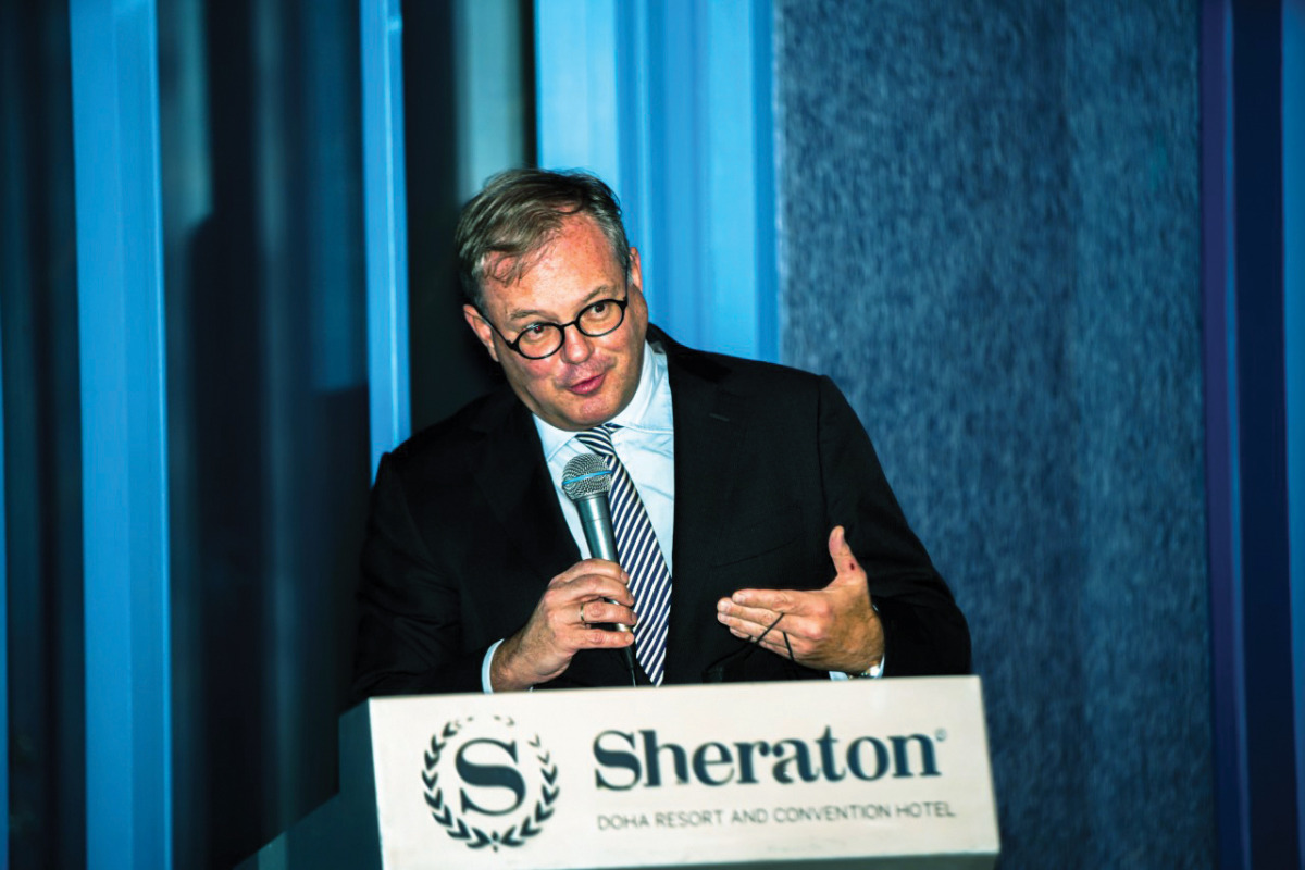 Managing Director of the Financial Sector Office at QFC, Henk Jan Hoogendoorn, speaking at the Bangladesh Forum Qatar function.