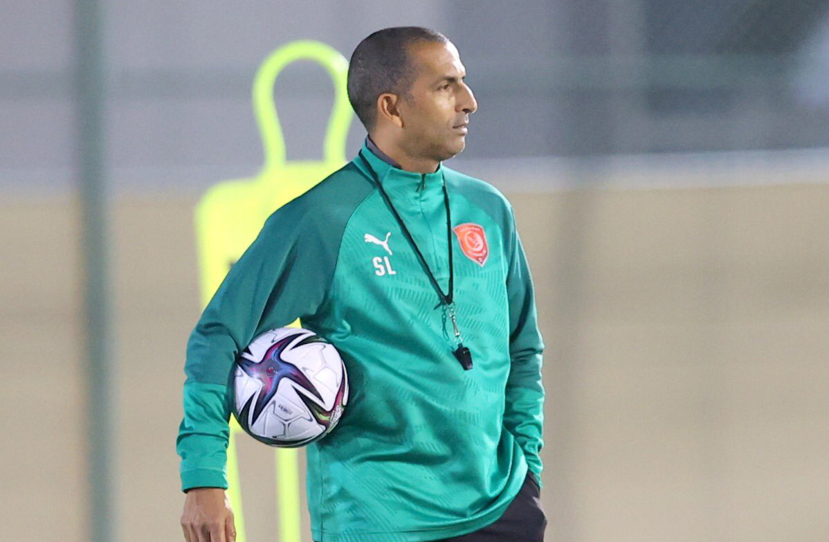 Al Duhail coach Sabri Lamouchi during a practice session on the eve of their FIFA Club World Cup fifth place play-off match against Ulsan Hyundai.