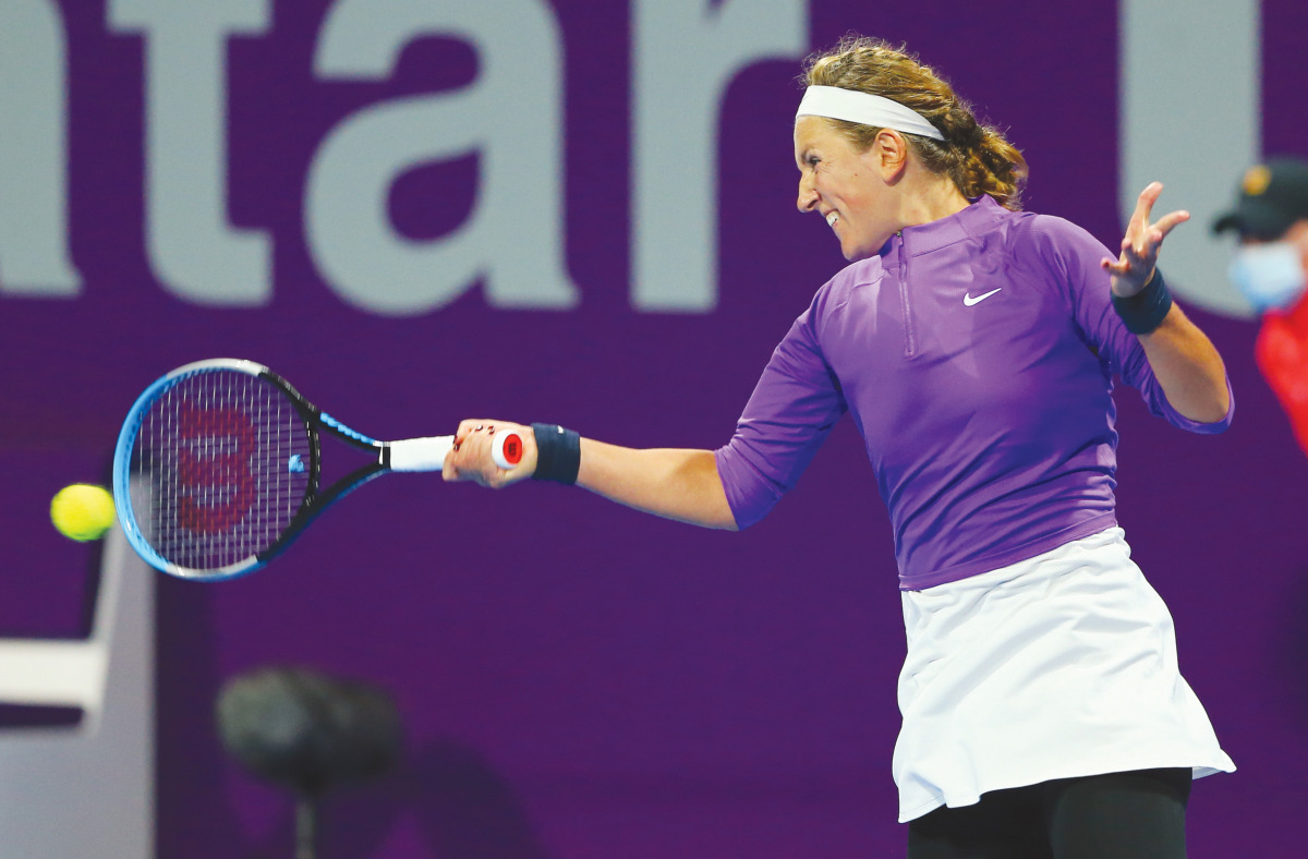 Victoria Azarenka of Belarus returns the ball to Svetlana Kuznetsova during their Round of 32 match yesterday.