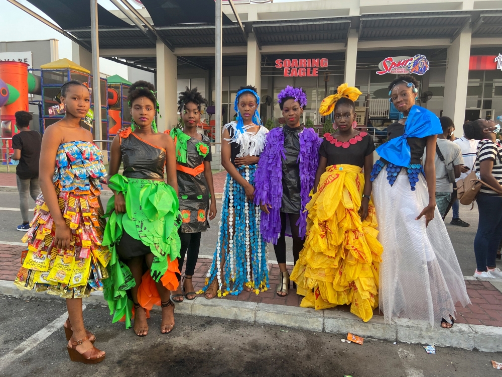 Young Nigeria climate change activists are seen during a 